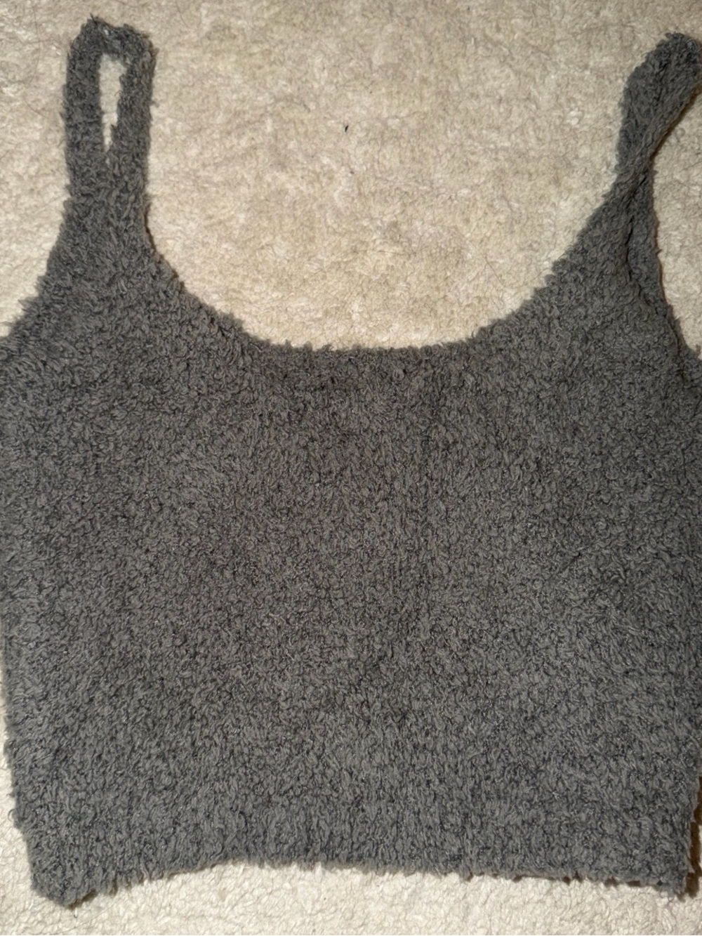Skims Grey Fuzzy Crop Tank